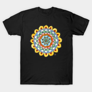 Yellow wacky mandala hand drawn joy T-Shirt